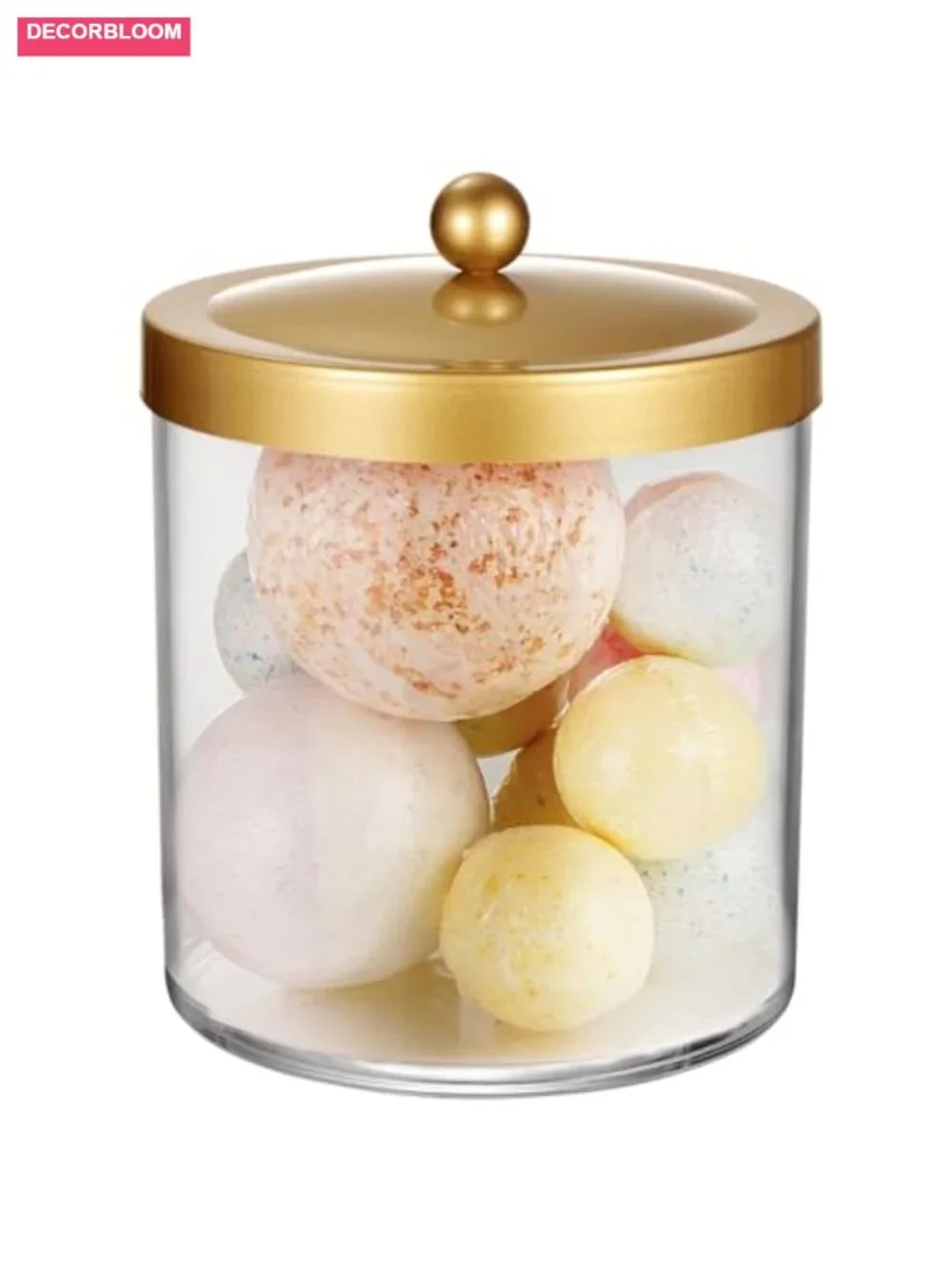 50oz Large Clear Apothecary Jar with Gold Rust-Proof Lid Shatterproof Plastic